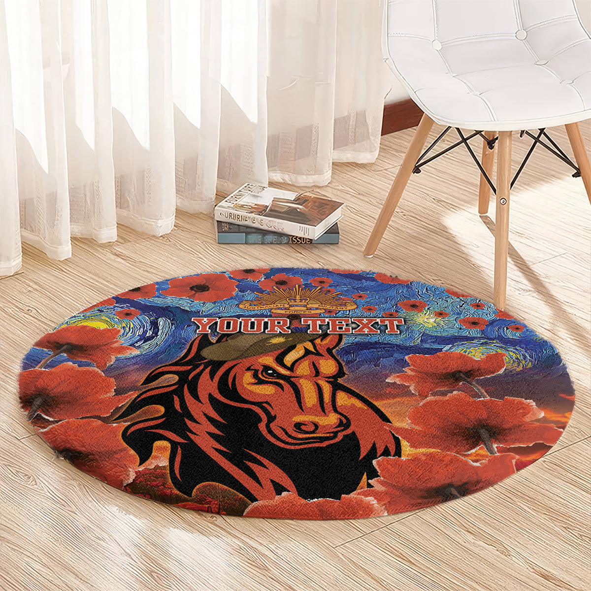 Personalised Broncos Rugby ANZAC Round Carpet Starry Night and Field of Poppies