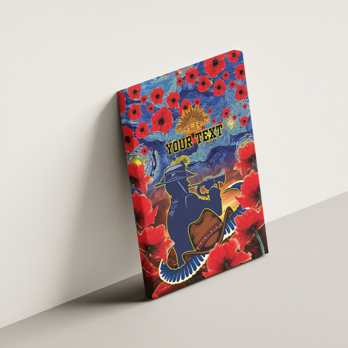 Personalised Cowboys Rugby ANZAC Canvas Wall Art Starry Night and Field of Poppies