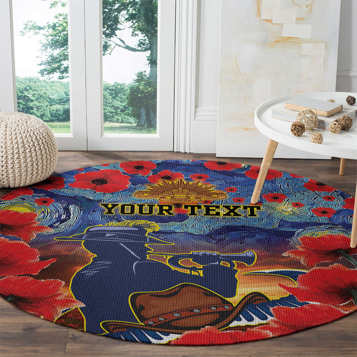 Personalised Cowboys Rugby ANZAC Round Carpet Starry Night and Field of Poppies