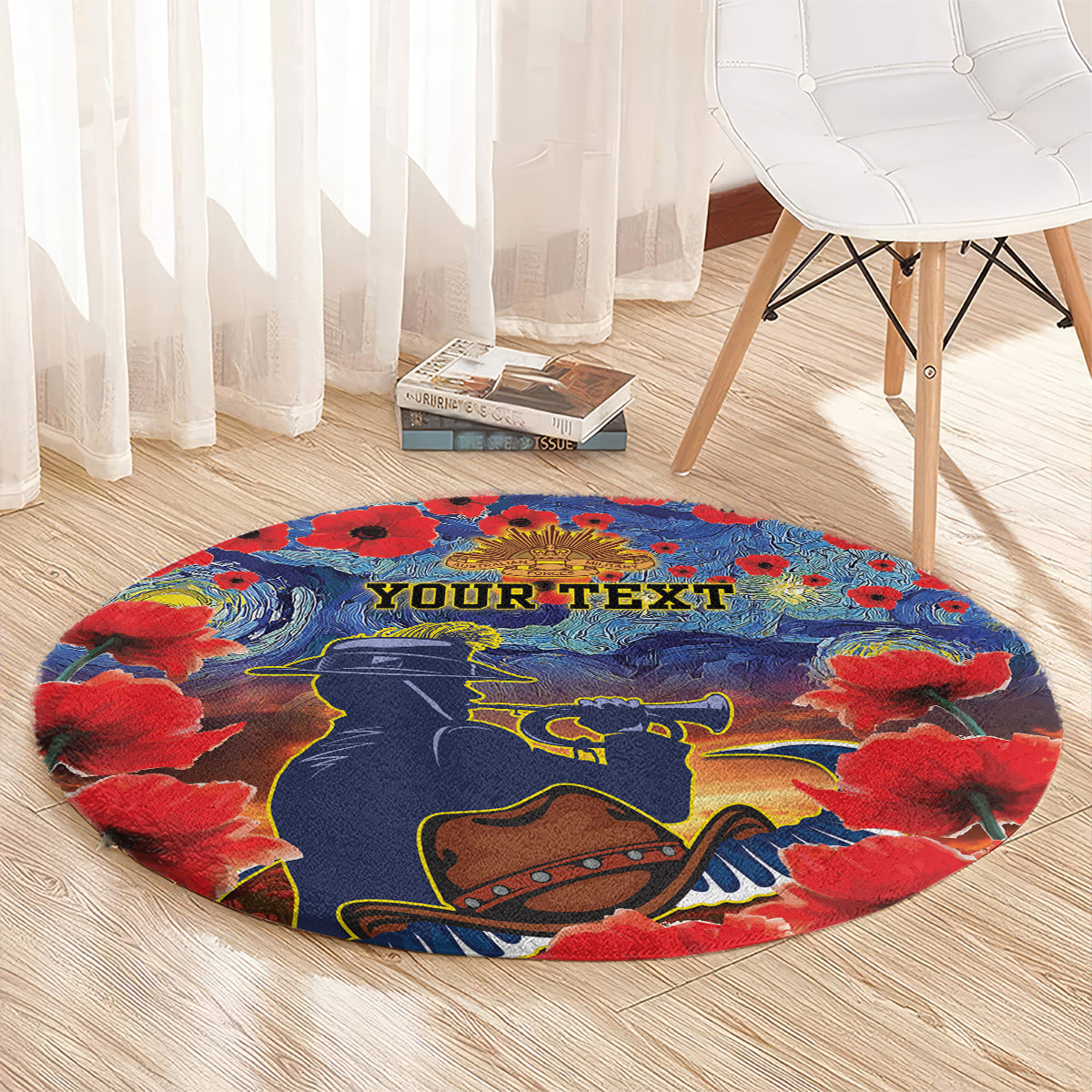 Personalised Cowboys Rugby ANZAC Round Carpet Starry Night and Field of Poppies