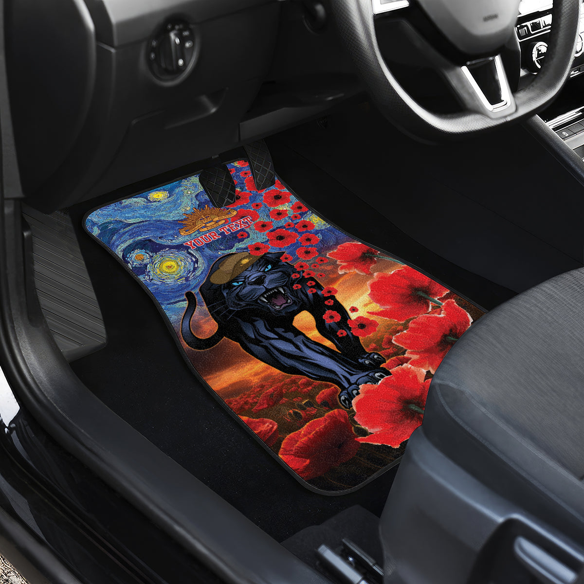 Personalised Panthers Rugby ANZAC Car Mats Starry Night and Field of Poppies