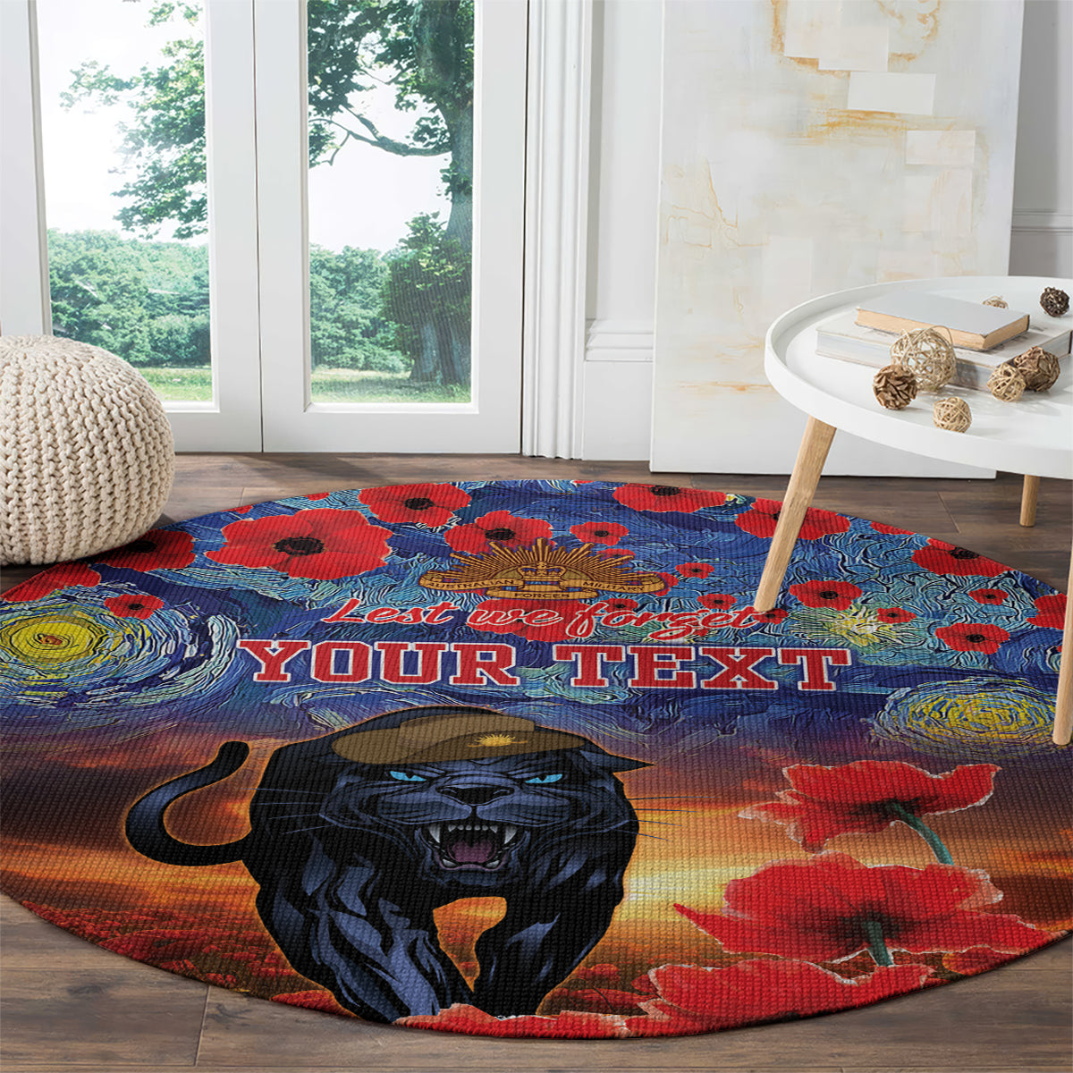 Personalised Panthers Rugby ANZAC Round Carpet Starry Night and Field of Poppies