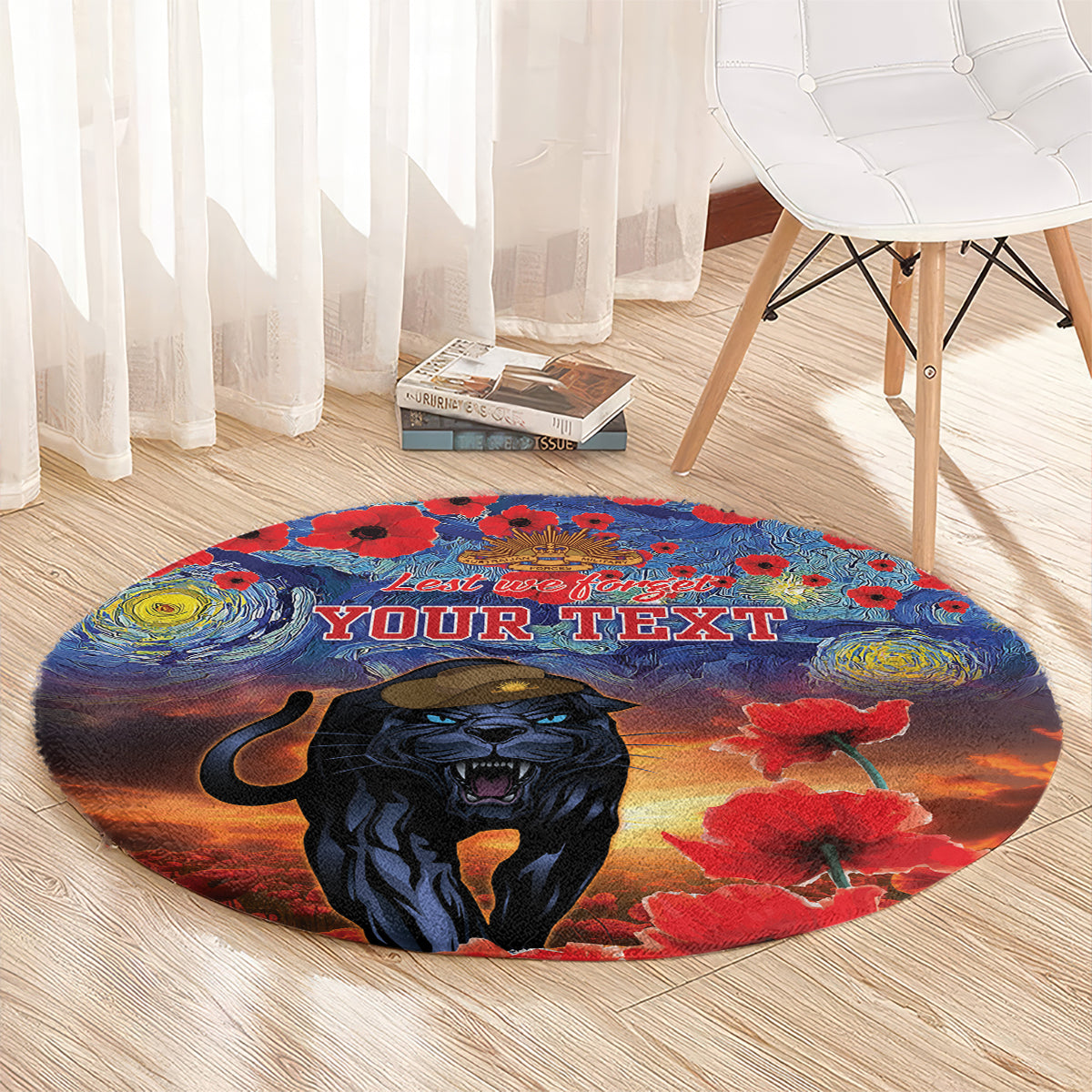 Personalised Panthers Rugby ANZAC Round Carpet Starry Night and Field of Poppies