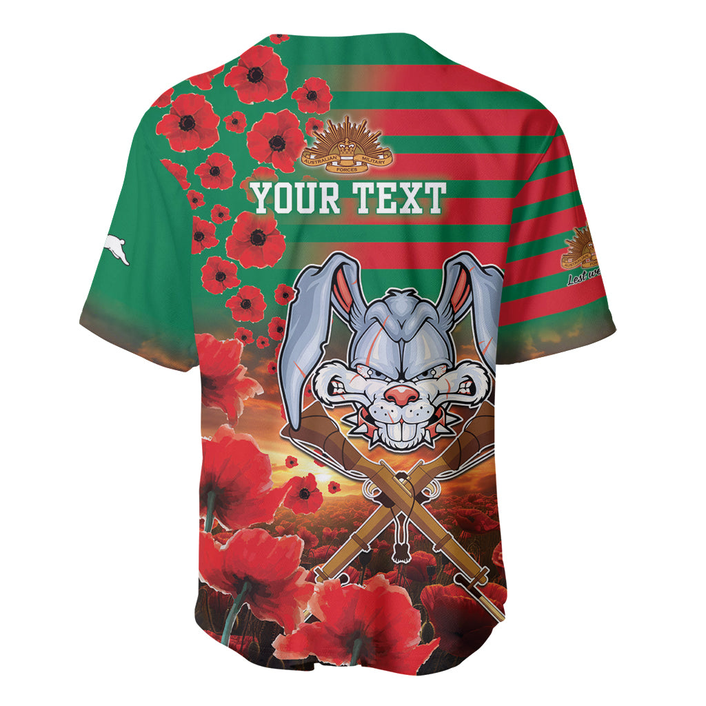 Personalised Rabbitohs Rugby ANZAC Baseball Jersey Starry Night and Field of Poppies