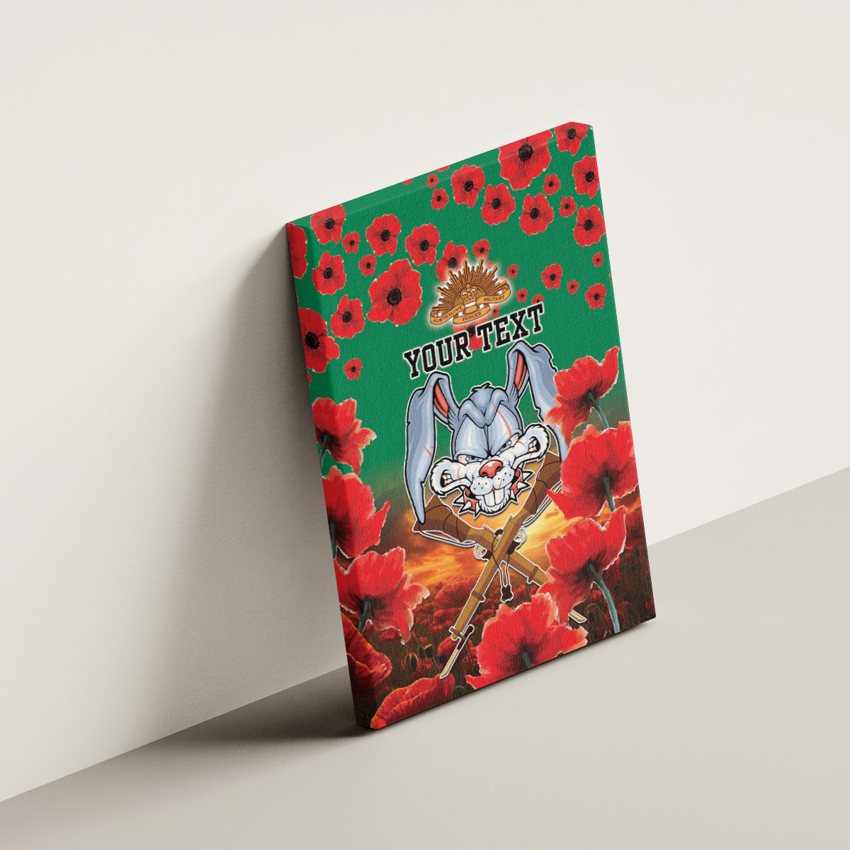 Personalised Rabbitohs Rugby ANZAC Canvas Wall Art Starry Night and Field of Poppies