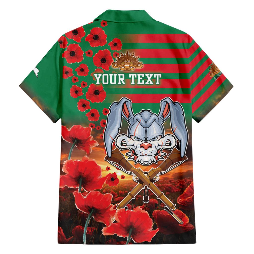 Personalised Rabbitohs Rugby ANZAC Family Matching Long Sleeve Bodycon Dress and Hawaiian Shirt Starry Night and Field of Poppies