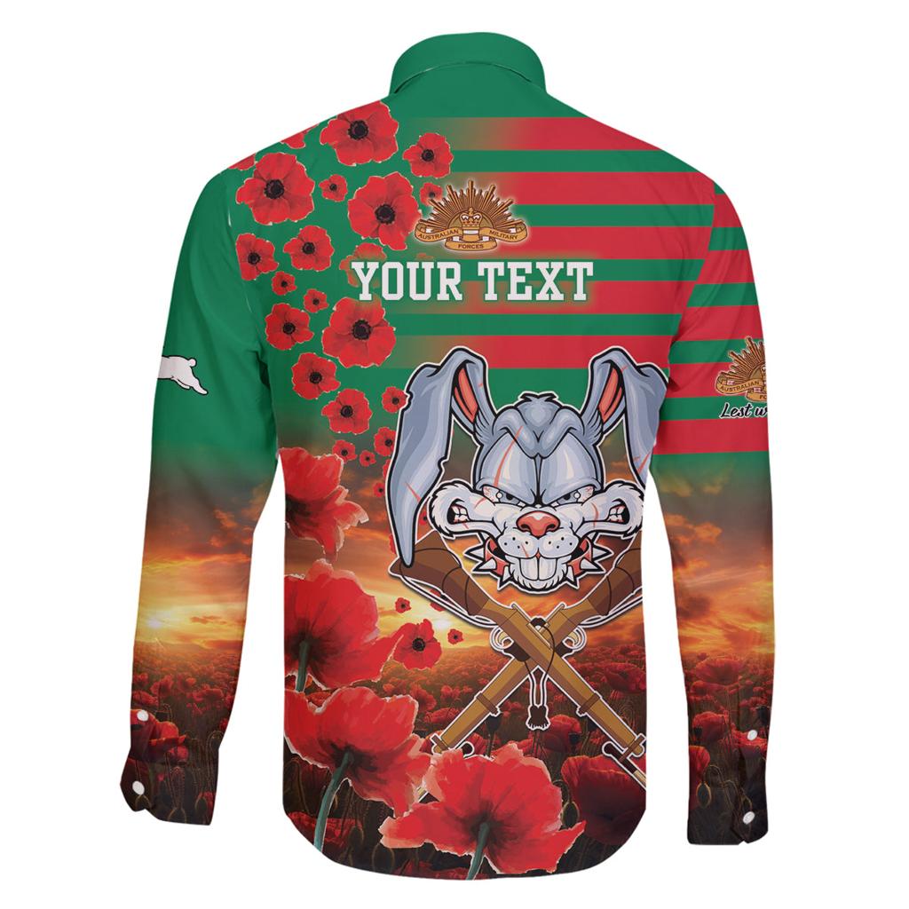 Personalised Rabbitohs Rugby ANZAC Family Matching Long Sleeve Bodycon Dress and Hawaiian Shirt Starry Night and Field of Poppies