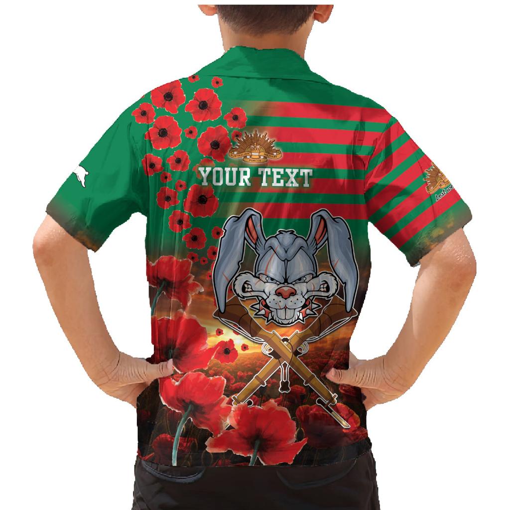 Personalised Rabbitohs Rugby ANZAC Family Matching Mermaid Dress and Hawaiian Shirt Starry Night and Field of Poppies