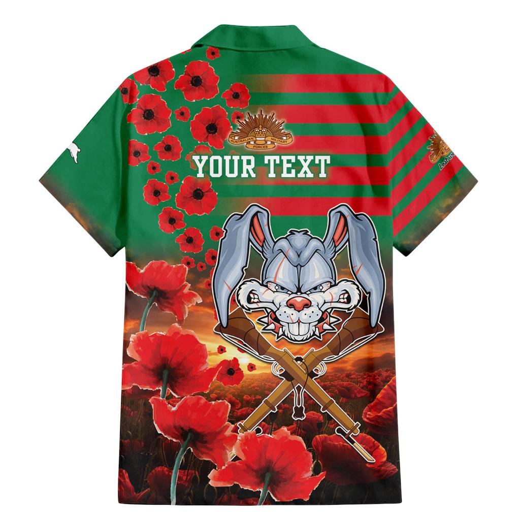 Personalised Rabbitohs Rugby ANZAC Family Matching Mermaid Dress and Hawaiian Shirt Starry Night and Field of Poppies