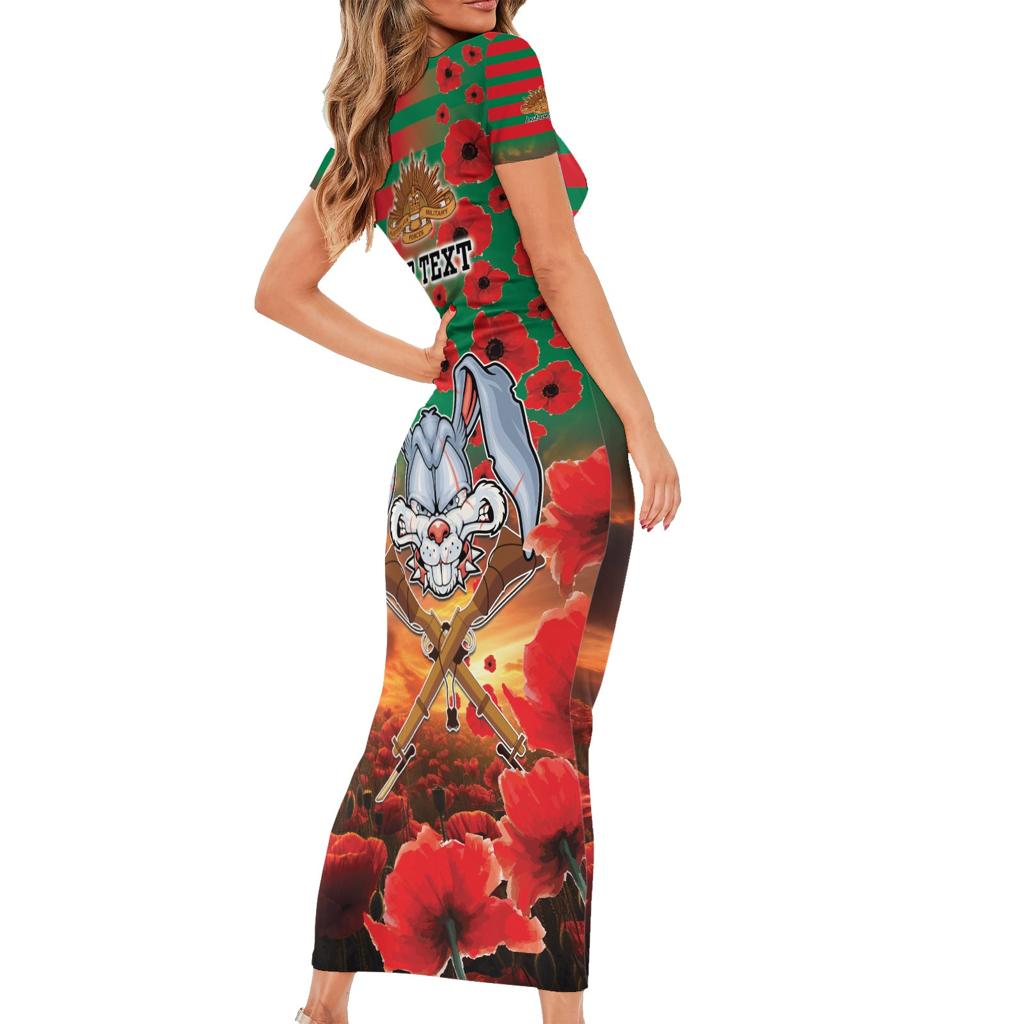 Personalised Rabbitohs Rugby ANZAC Family Matching Short Sleeve Bodycon Dress and Hawaiian Shirt Starry Night and Field of Poppies