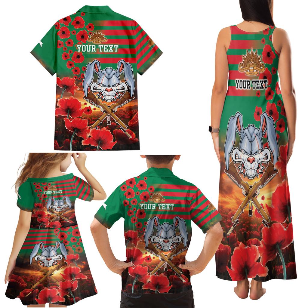 Personalised Rabbitohs Rugby ANZAC Family Matching Tank Maxi Dress and Hawaiian Shirt Starry Night and Field of Poppies