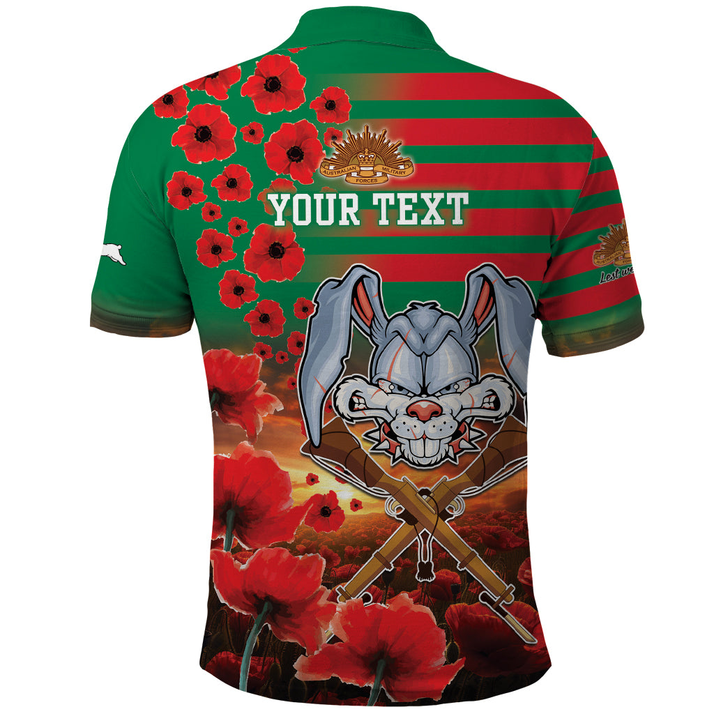 Personalised Rabbitohs Rugby ANZAC Polo Shirt Starry Night and Field of Poppies