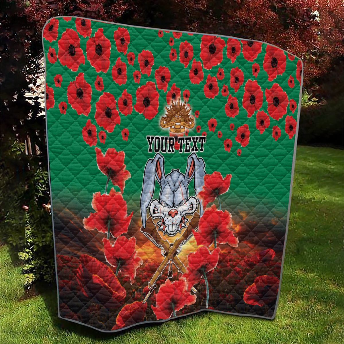 Personalised Rabbitohs Rugby ANZAC Quilt Starry Night and Field of Poppies