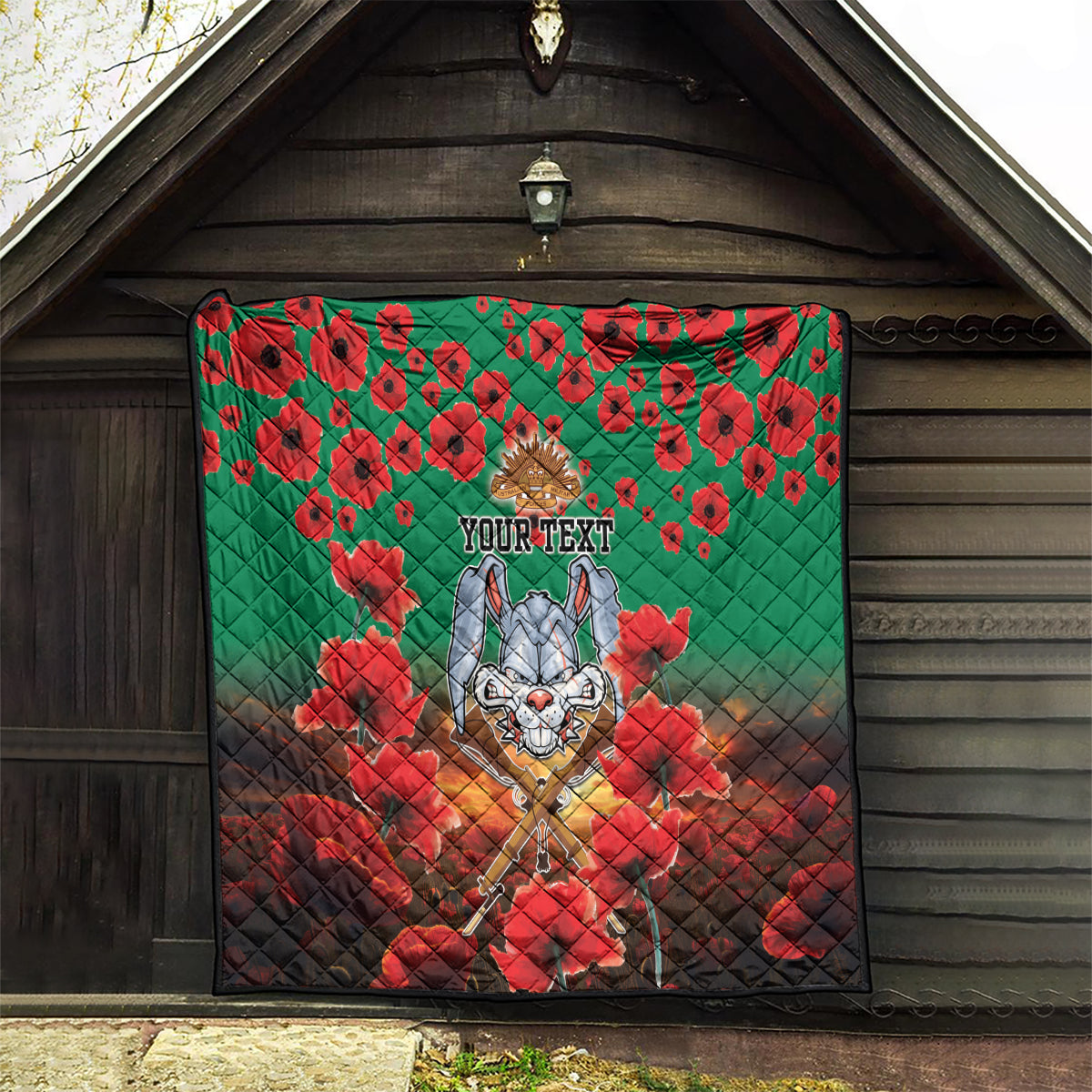 Personalised Rabbitohs Rugby ANZAC Quilt Starry Night and Field of Poppies