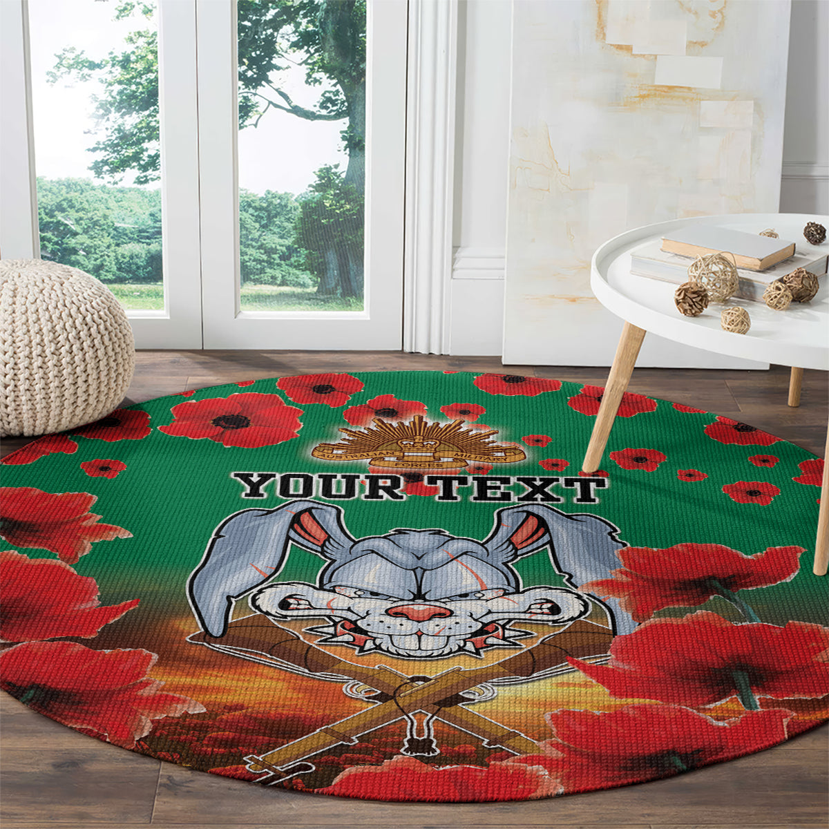 Personalised Rabbitohs Rugby ANZAC Round Carpet Starry Night and Field of Poppies