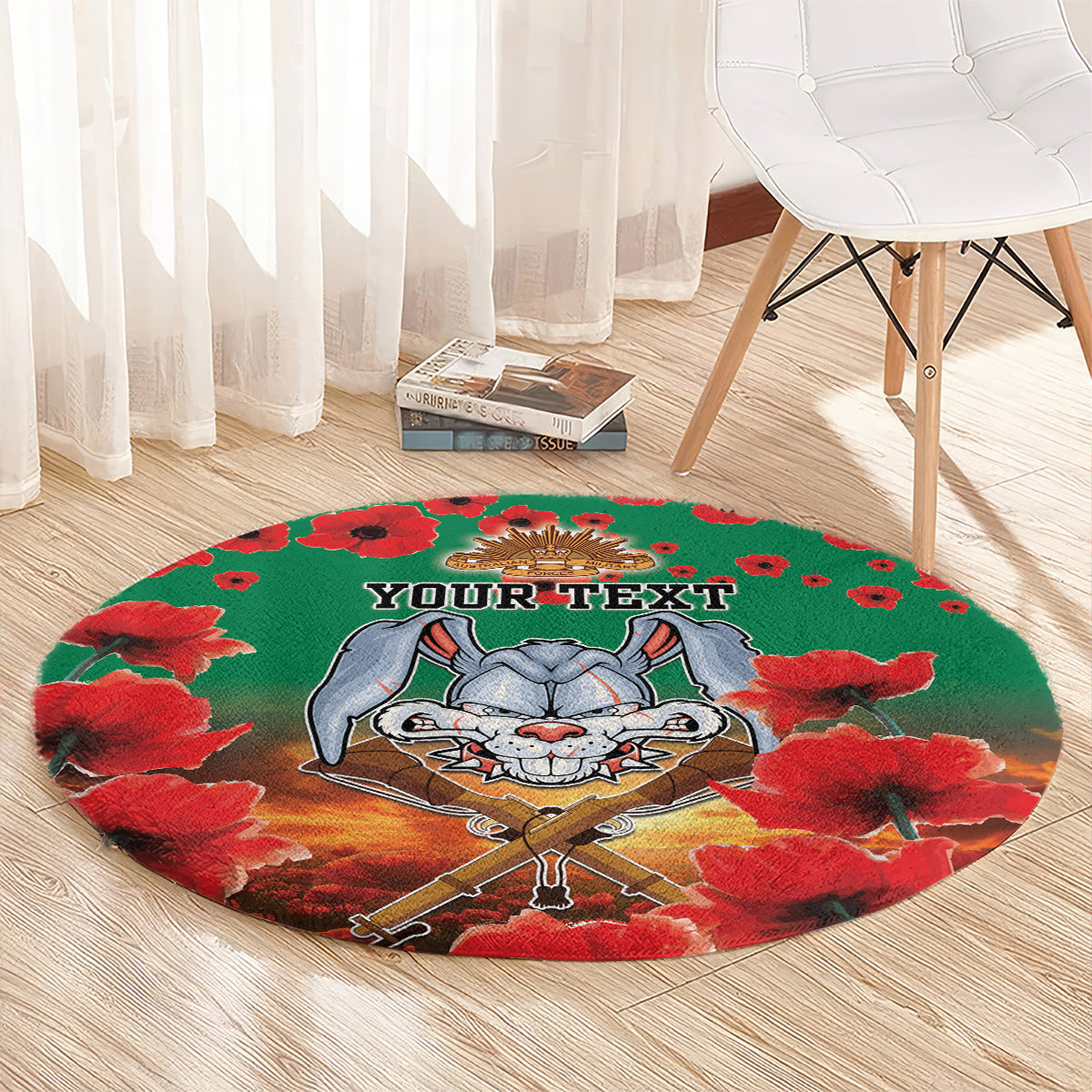 Personalised Rabbitohs Rugby ANZAC Round Carpet Starry Night and Field of Poppies