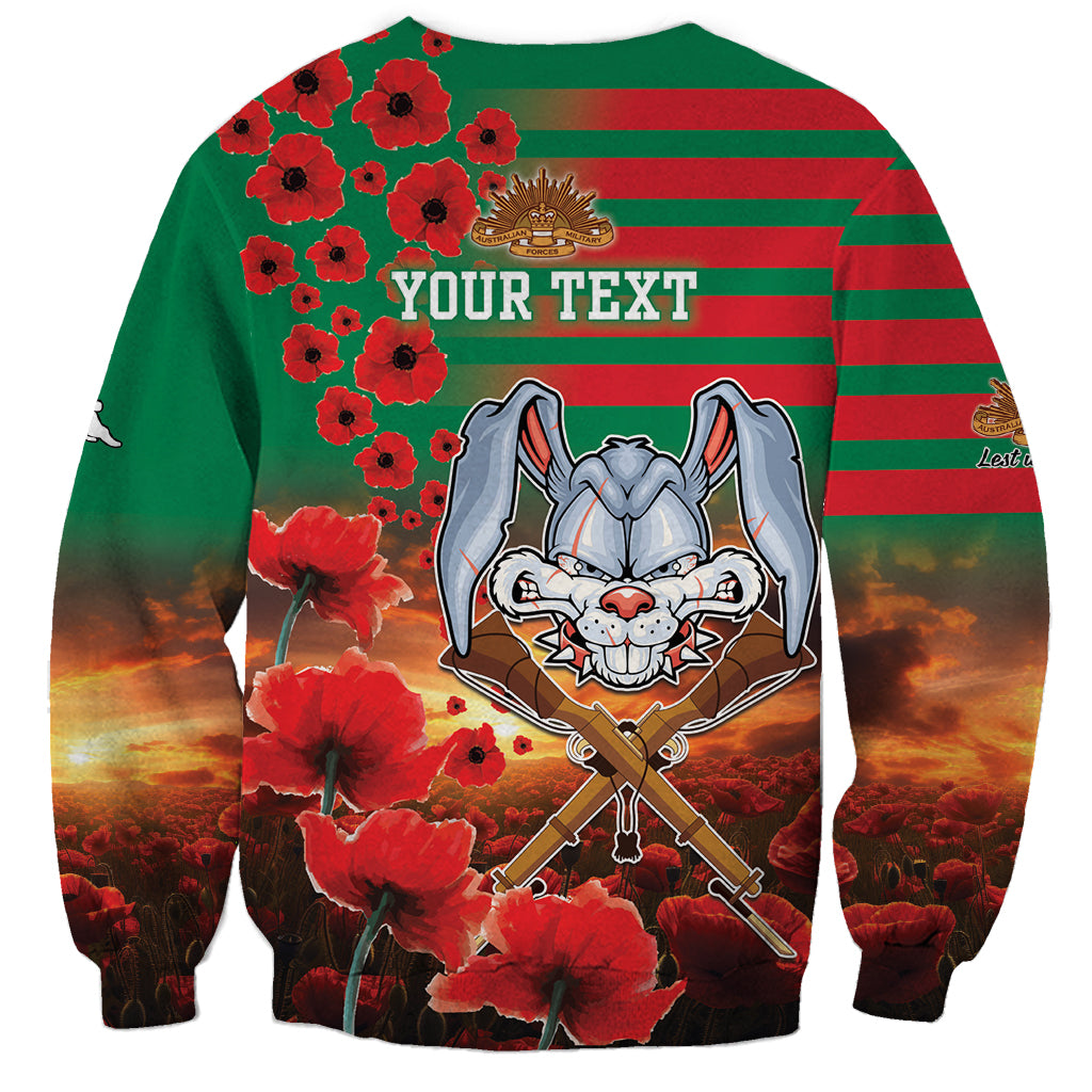 Personalised Rabbitohs Rugby ANZAC Sweatshirt Starry Night and Field of Poppies