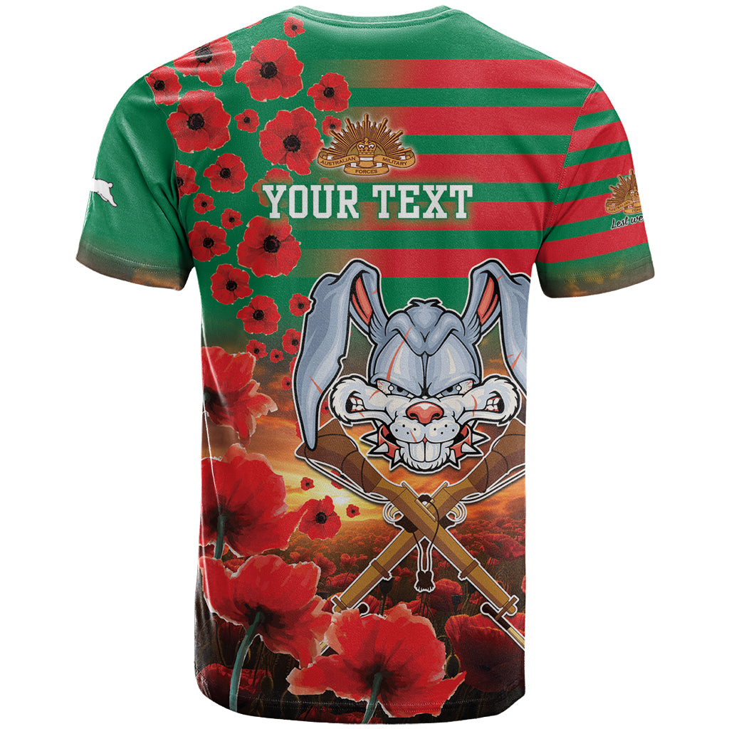 Personalised Rabbitohs Rugby ANZAC T Shirt Starry Night and Field of Poppies