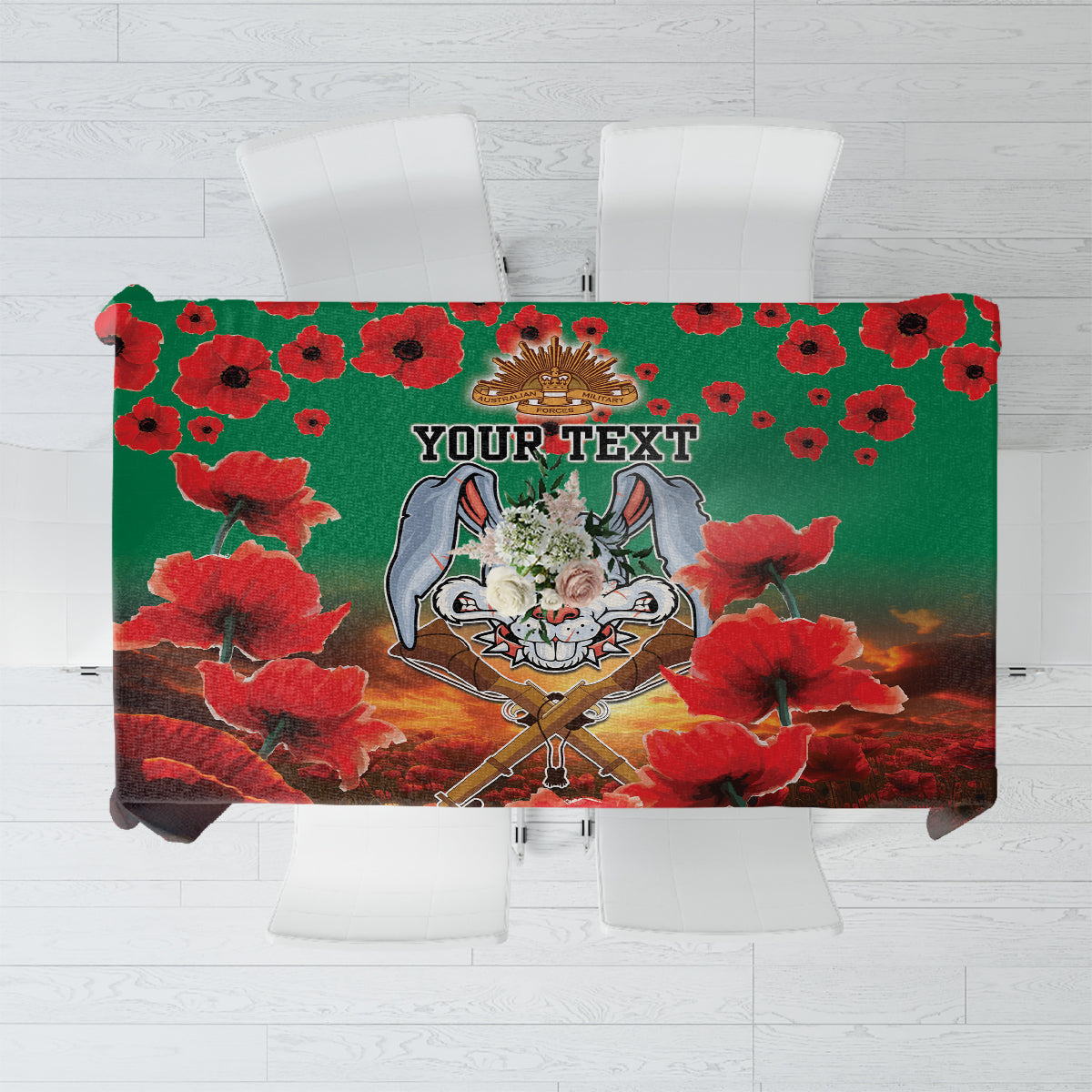 Personalised Rabbitohs Rugby ANZAC Tablecloth Starry Night and Field of Poppies