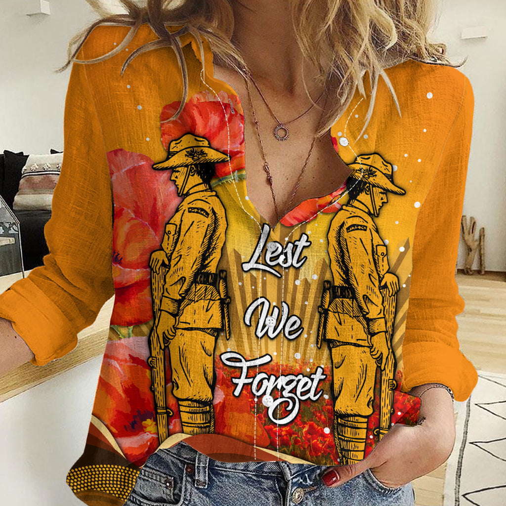 (Custom Personalised) Aboriginal Anzac Day Women Casual Shirt Soldier Poppy Vibe LT9