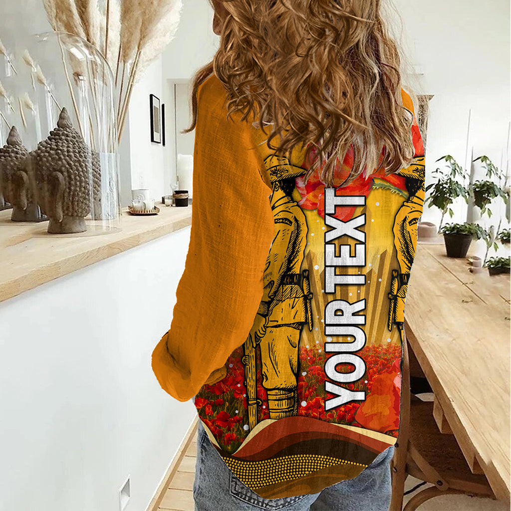 (Custom Personalised) Aboriginal Anzac Day Women Casual Shirt Soldier Poppy Vibe LT9