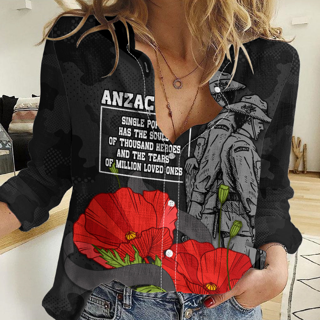 (Custom Personalised) ANZAC Day Women Casual Shirt Soldiers Fighting at War LT9