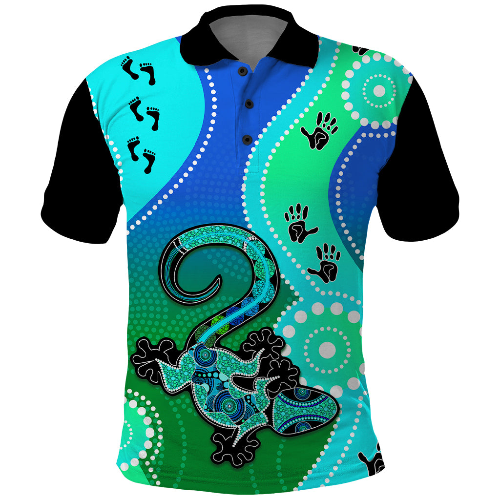 personalised-australia-lizard-polo-shirt-aboriginal-tribal-art-stylization