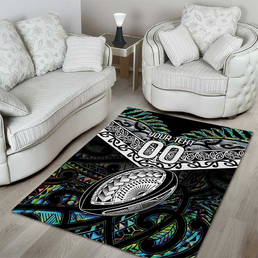 Custom New Zealand Area Rug Maori Rugby Tattoo Papua Shell