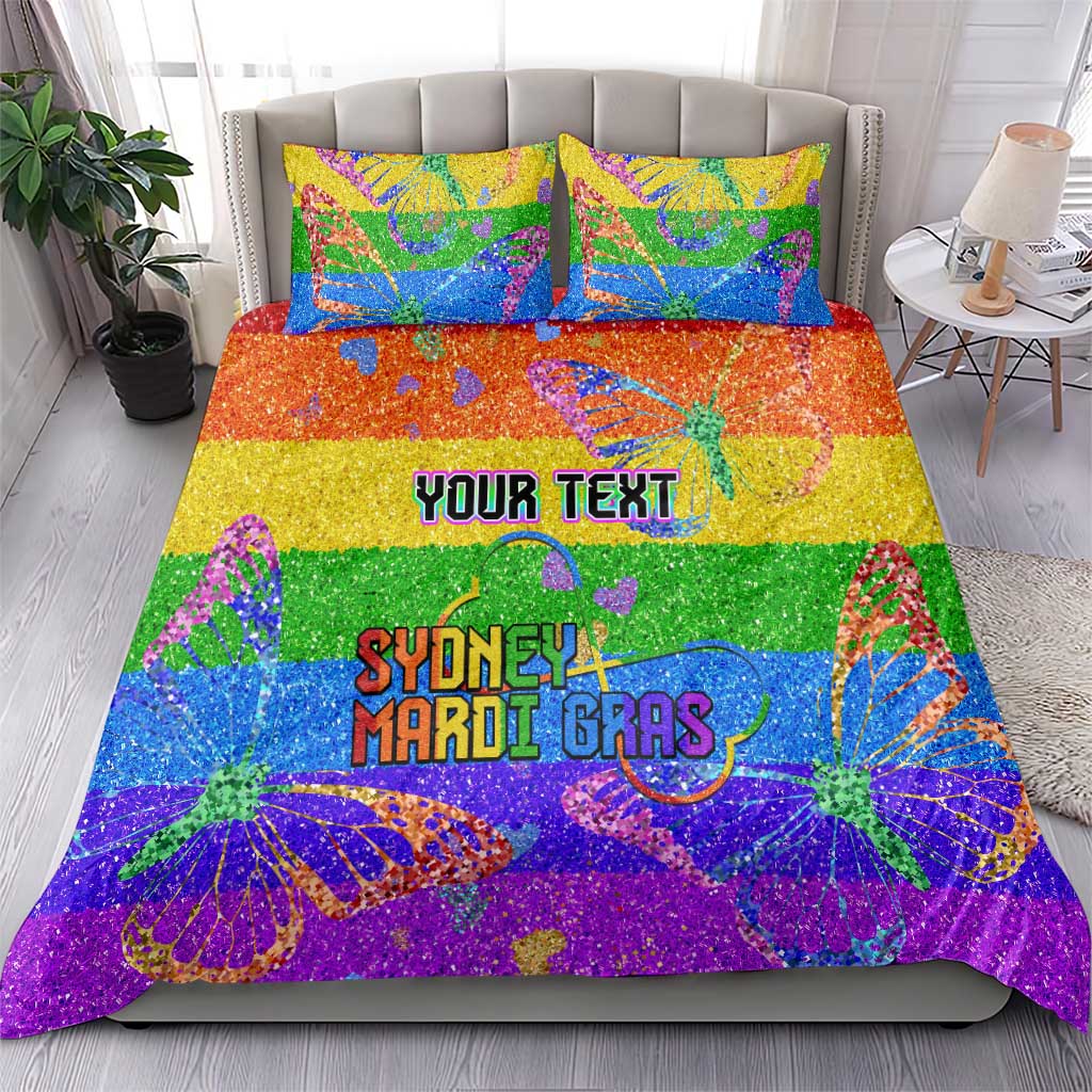 Sydney Mardi Gras Personalized Bedding Set Pride Rainbow Glitter Colorful Style