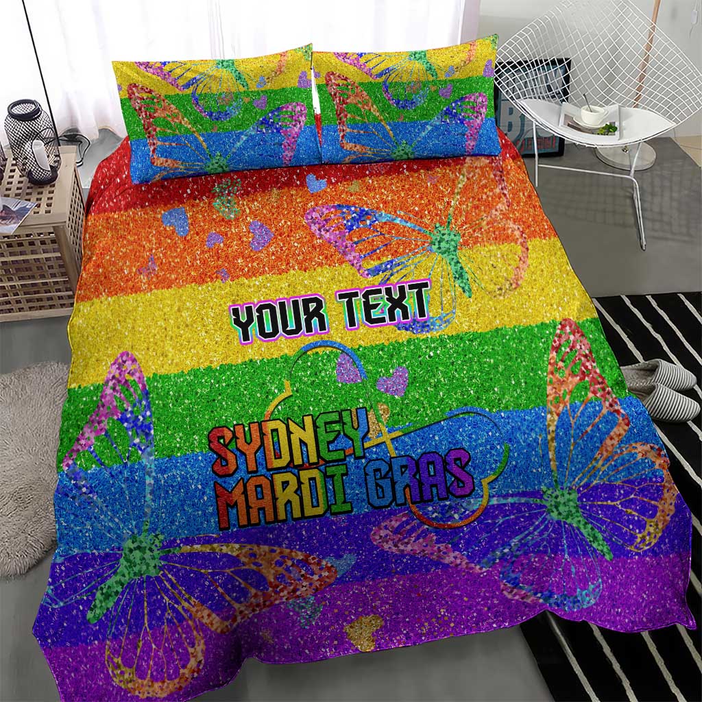 Sydney Mardi Gras Personalized Bedding Set Pride Rainbow Glitter Colorful Style