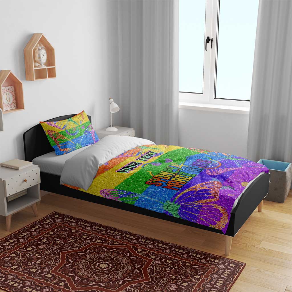 Sydney Mardi Gras Personalized Bedding Set Pride Rainbow Glitter Colorful Style