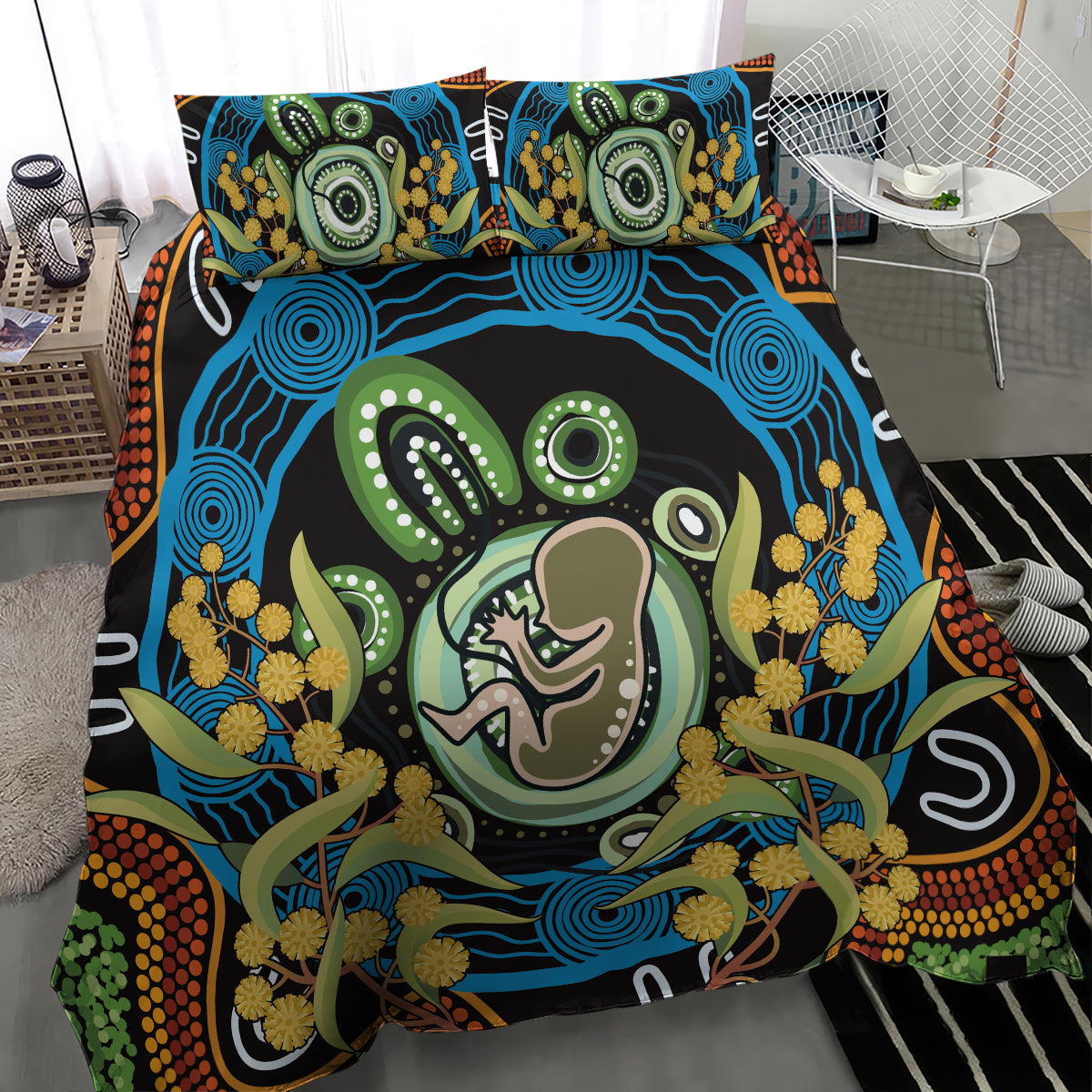 Baby in the Womb Bedding Set Aboriginal Art Style