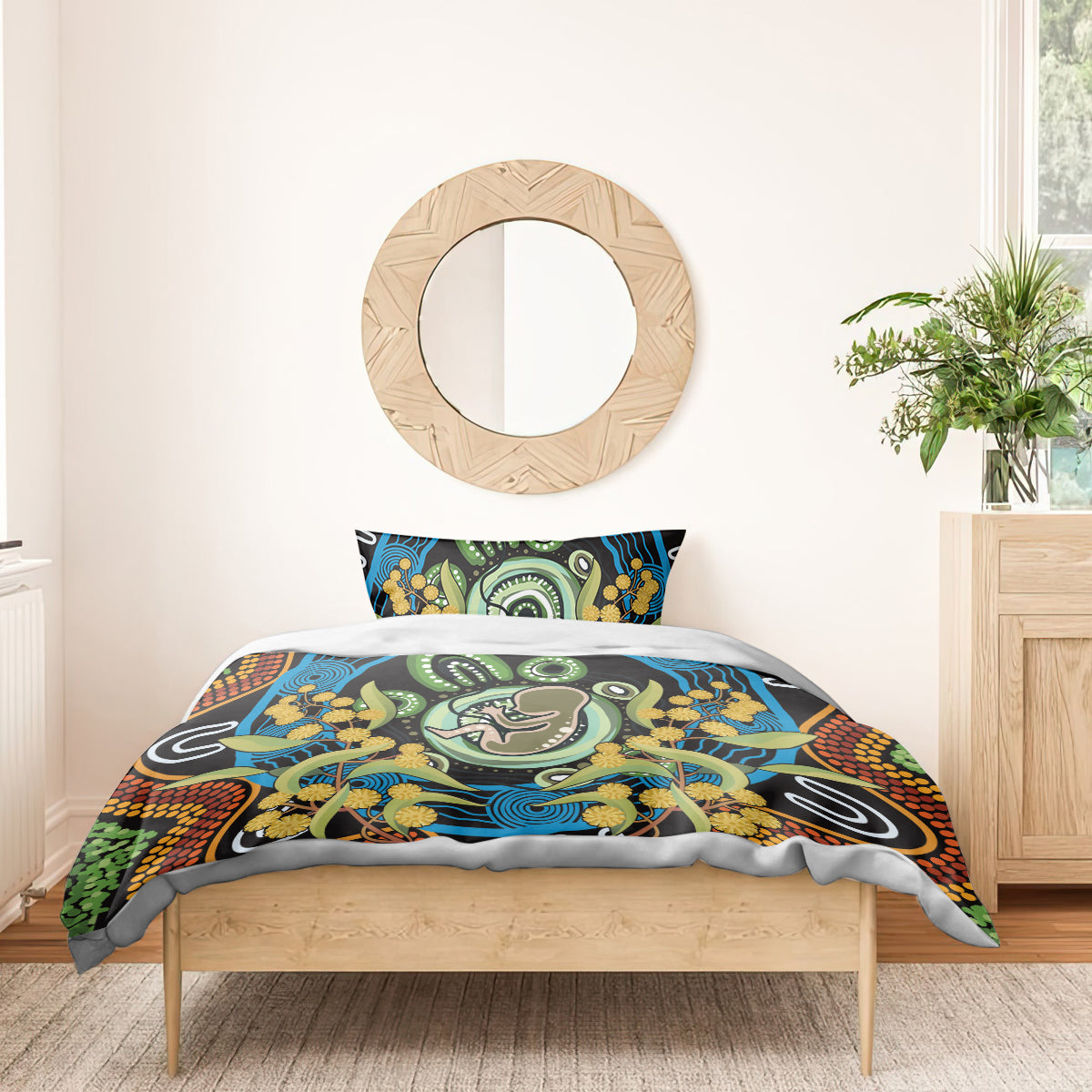 Baby in the Womb Bedding Set Aboriginal Art Style