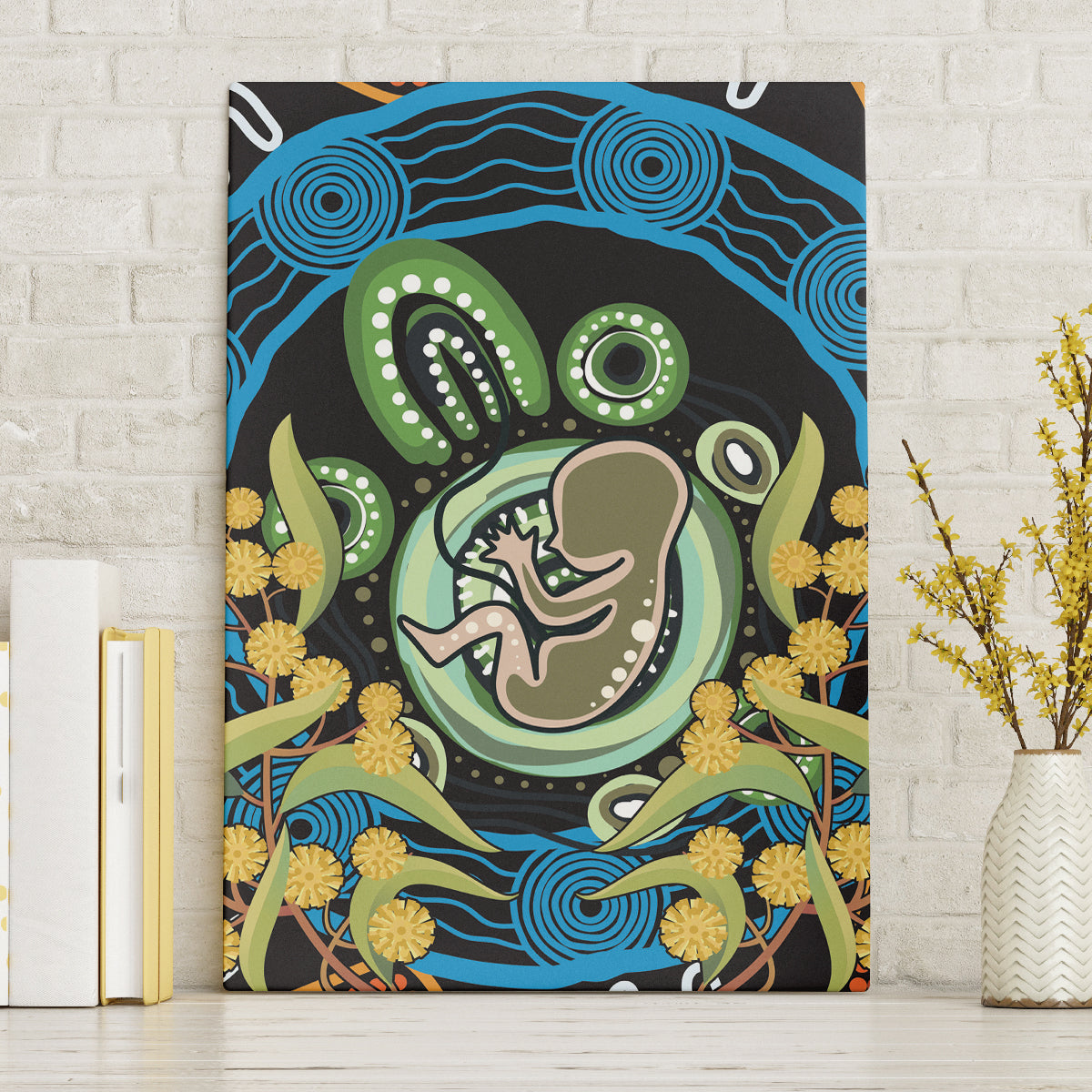 Baby in the Womb Canvas Wall Art Aboriginal Art Style