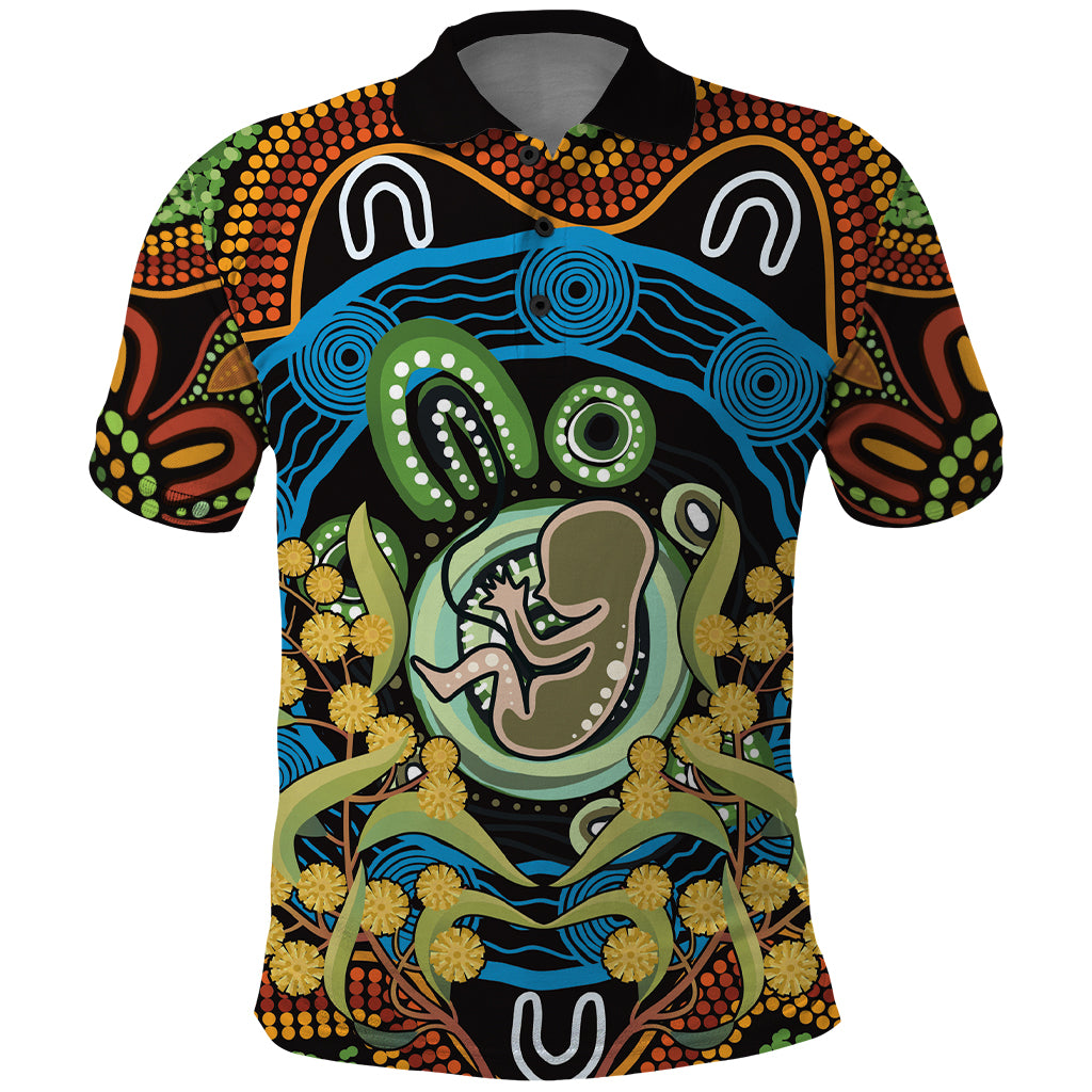 Baby in the Womb Polo Shirt Aboriginal Art Style