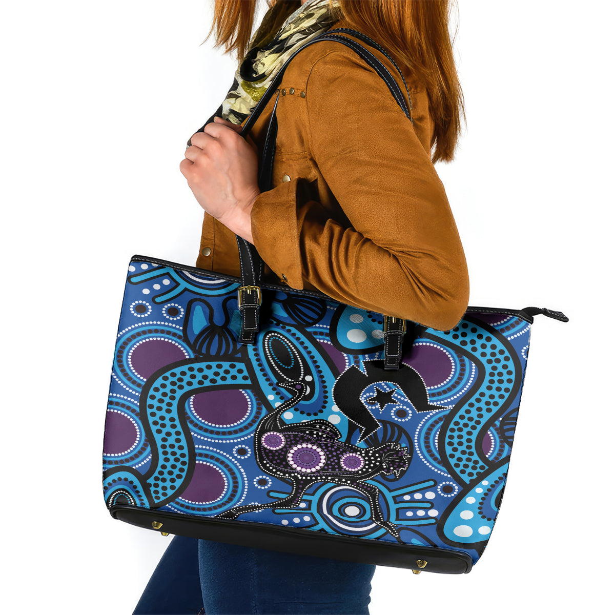 Emu NAIDOC 2024 Leather Tote Bag Aboriginal Art Style