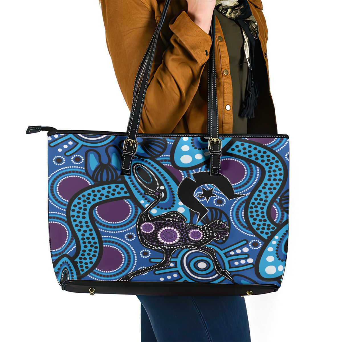 Emu NAIDOC 2024 Leather Tote Bag Aboriginal Art Style