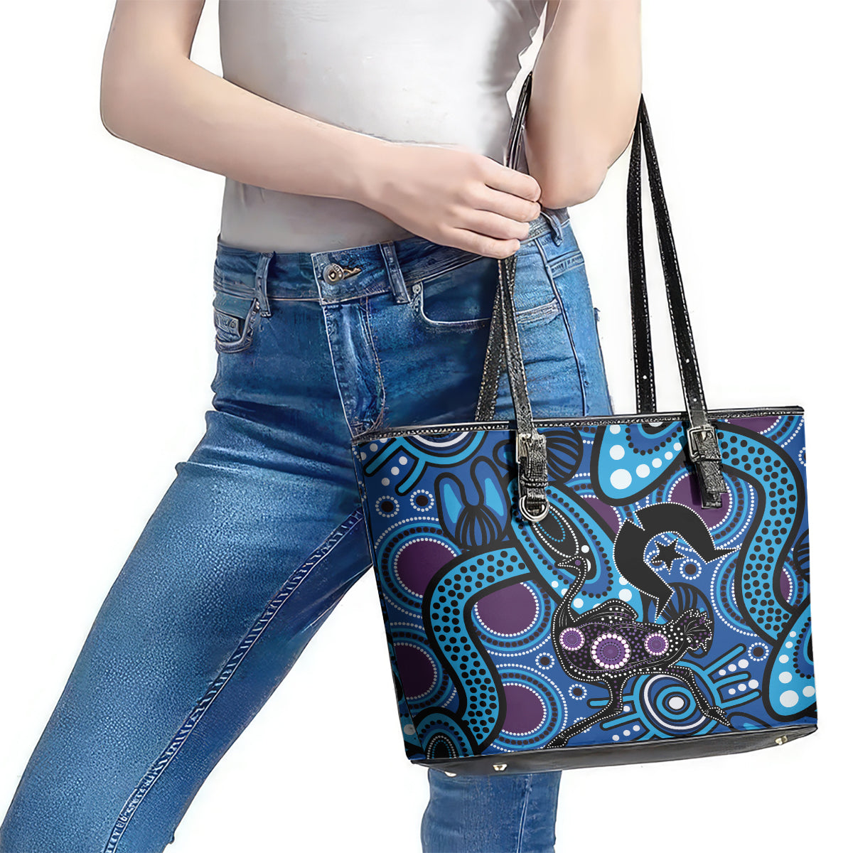 Emu NAIDOC 2024 Leather Tote Bag Aboriginal Art Style