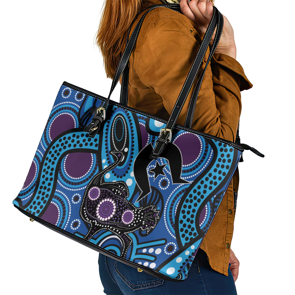 Emu NAIDOC 2024 Leather Tote Bag Aboriginal Art Style