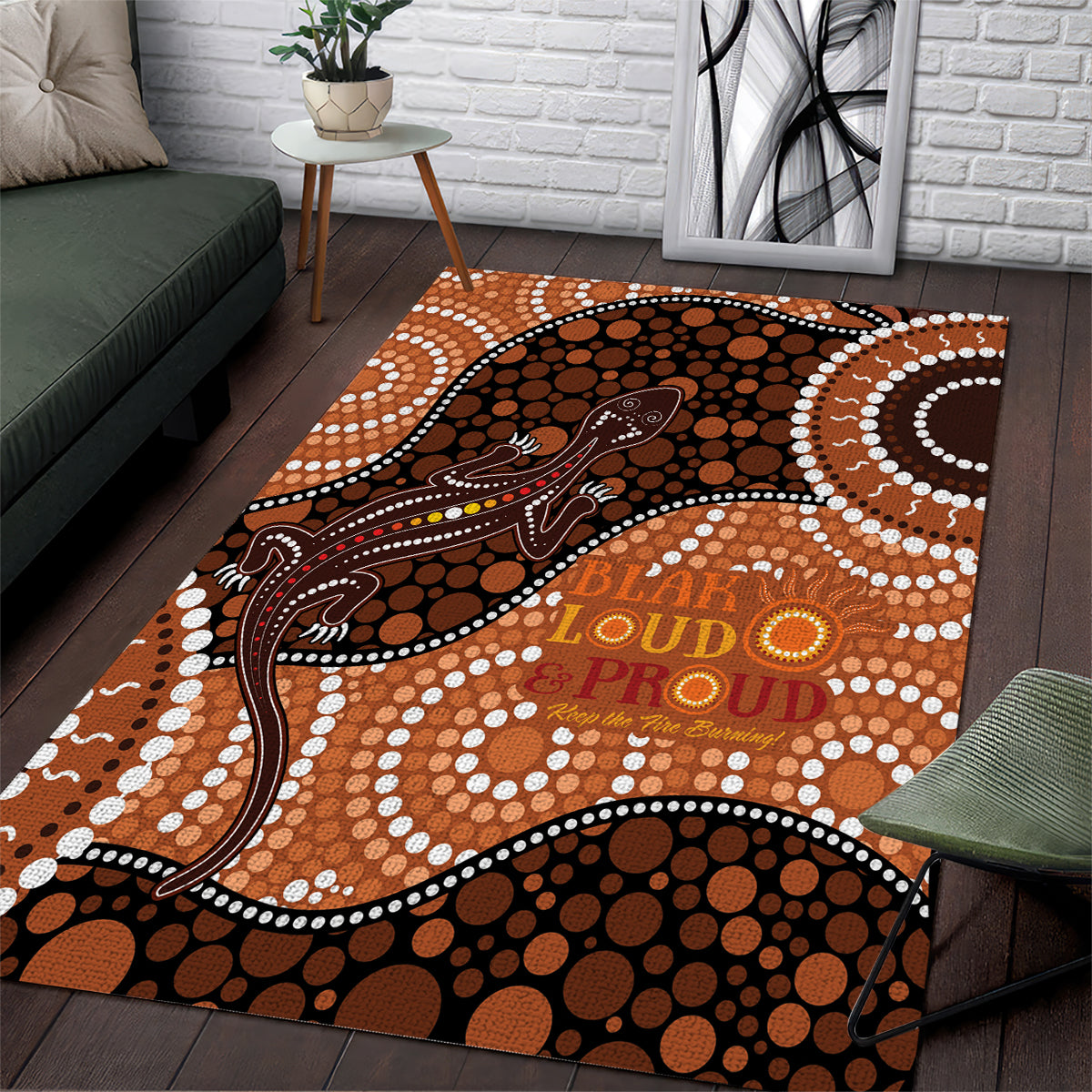 Lizard NAIDOC 2024 Area Rug Aboriginal Art Style