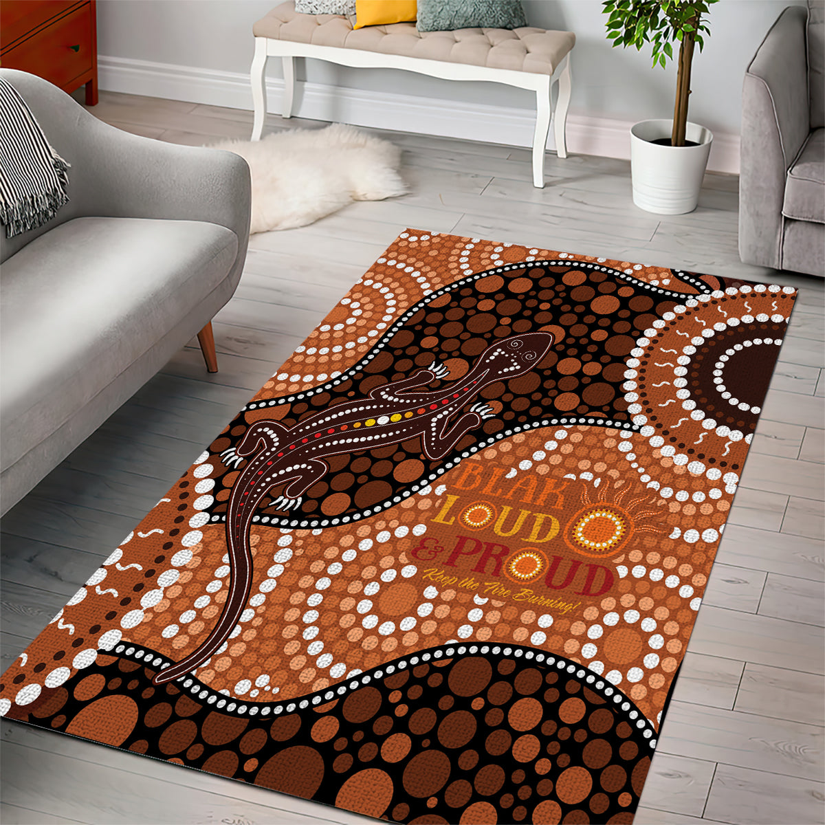 Lizard NAIDOC 2024 Area Rug Aboriginal Art Style