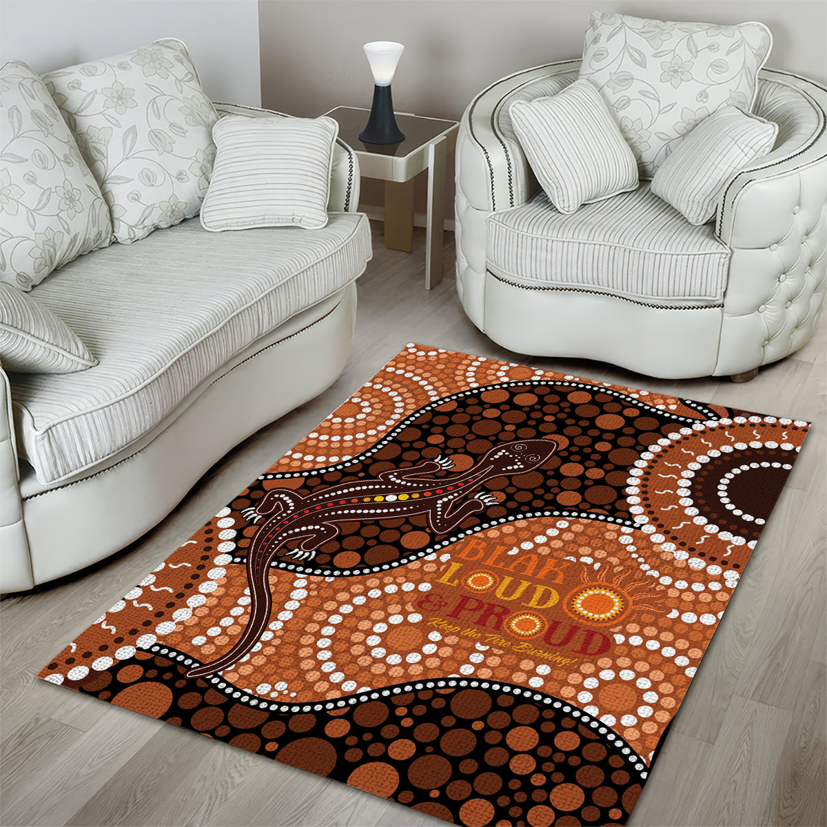 Lizard NAIDOC 2024 Area Rug Aboriginal Art Style