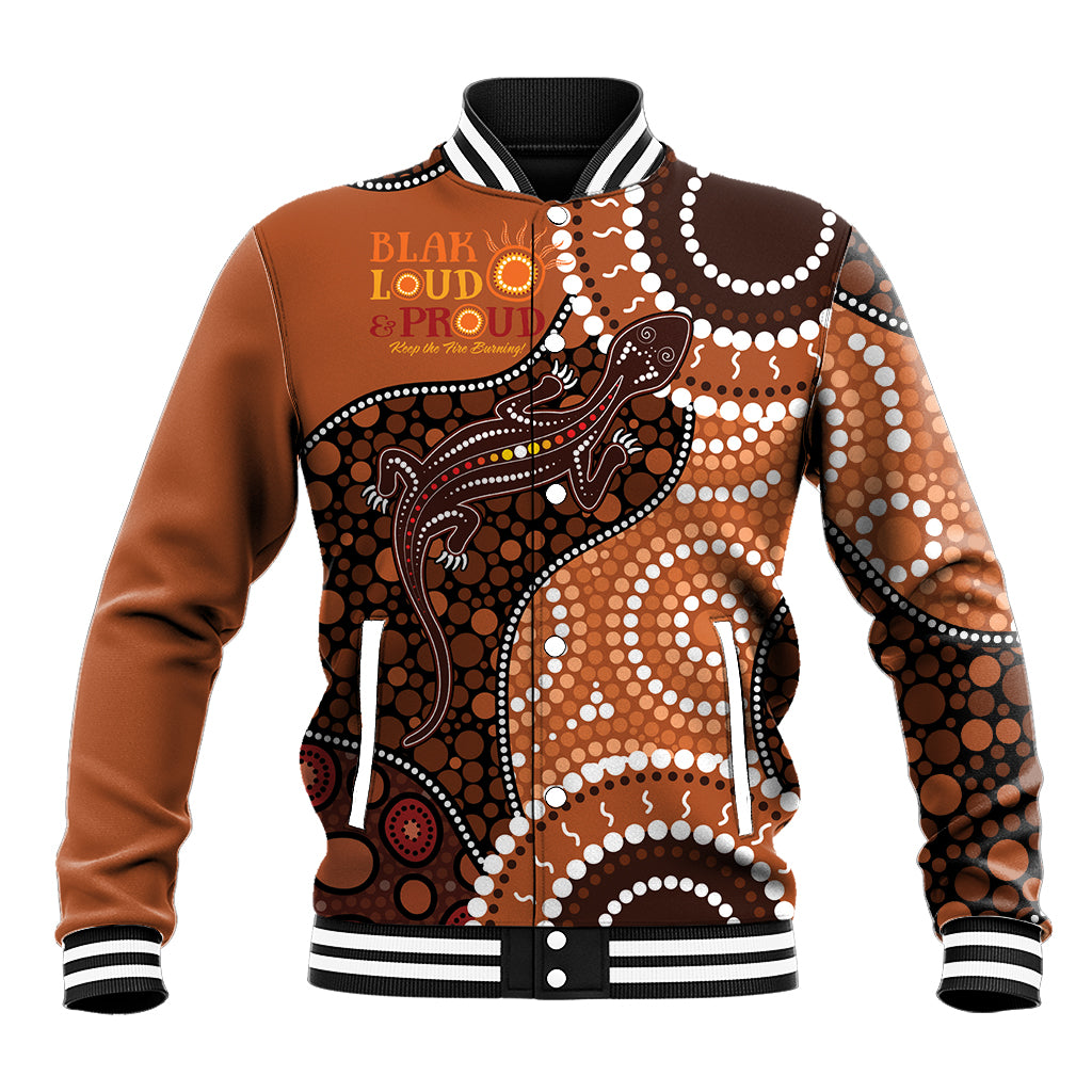 Lizard NAIDOC 2024 Baseball Jacket Aboriginal Art Style