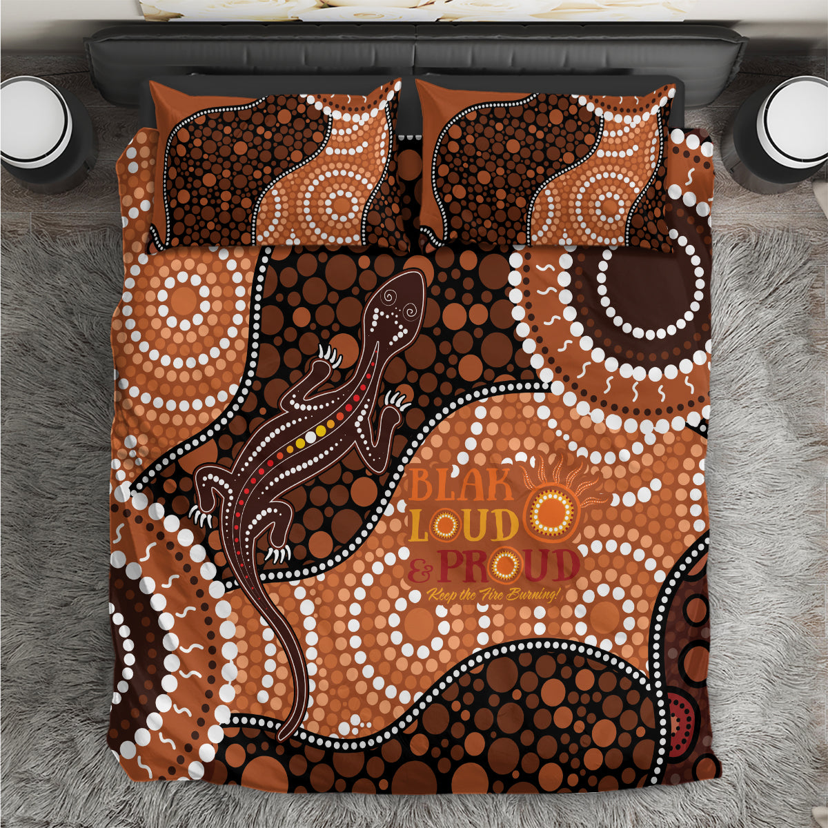 Lizard NAIDOC 2024 Bedding Set Aboriginal Art Style