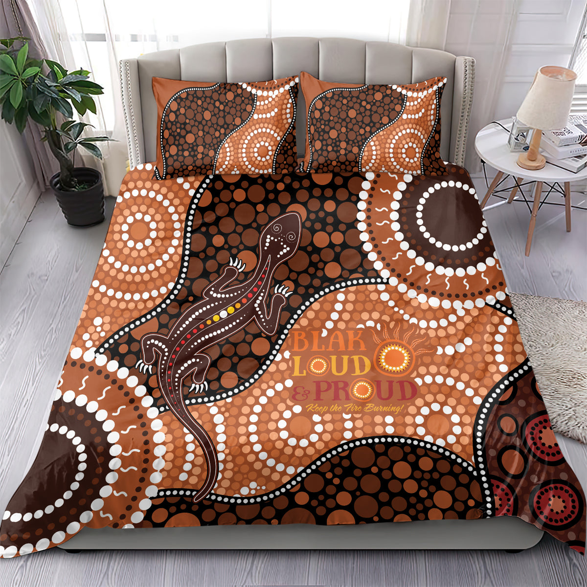 Lizard NAIDOC 2024 Bedding Set Aboriginal Art Style