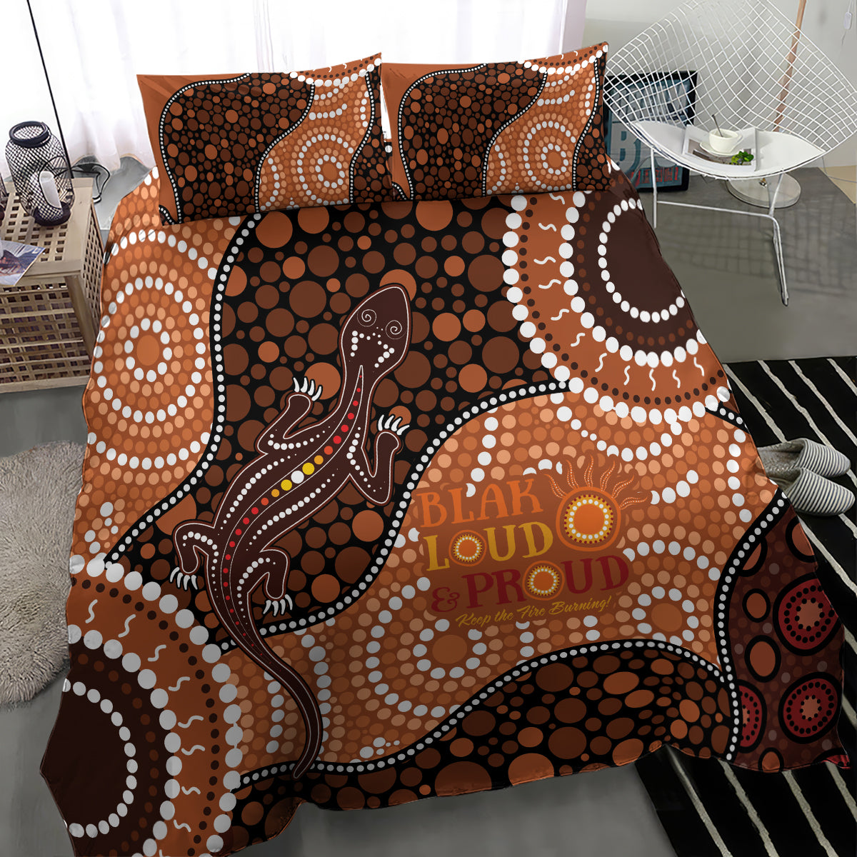 Lizard NAIDOC 2024 Bedding Set Aboriginal Art Style