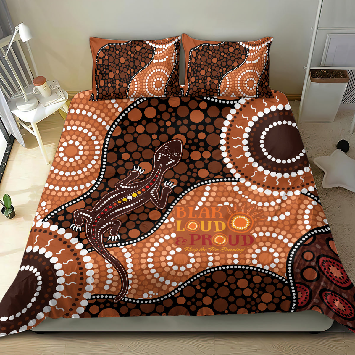 Lizard NAIDOC 2024 Bedding Set Aboriginal Art Style