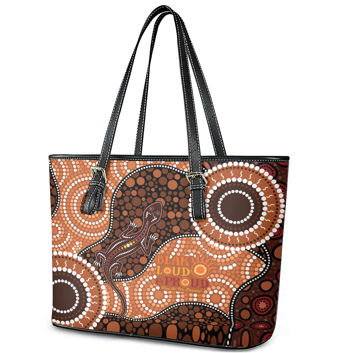 Lizard NAIDOC 2024 Leather Tote Bag Aboriginal Art Style