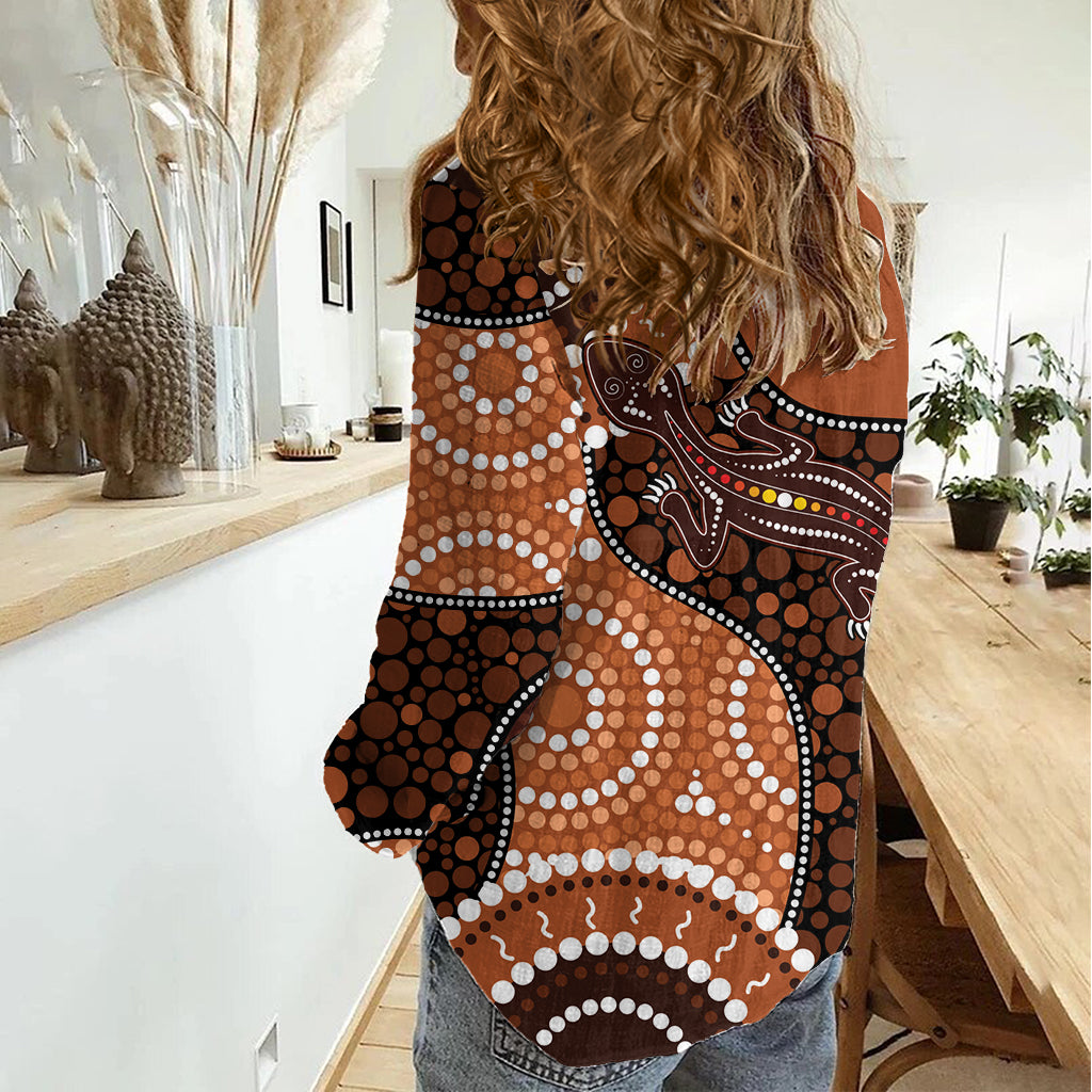 Lizard NAIDOC 2024 Women Casual Shirt Aboriginal Art Style