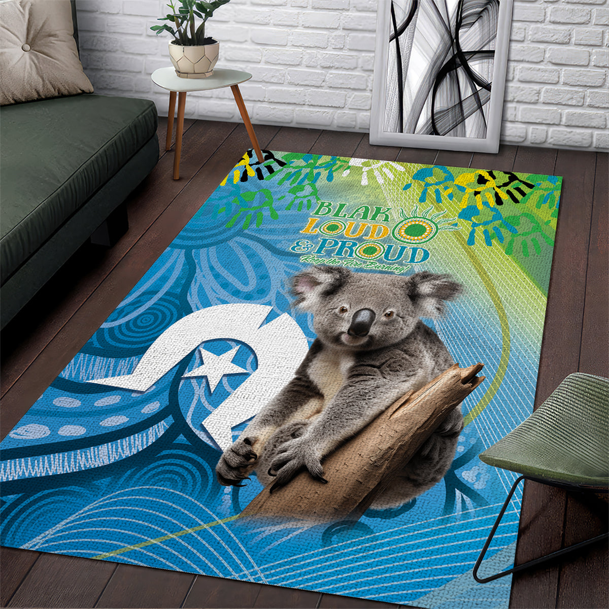 Vivid Minimal Koala NAIDOC 2024 Area Rug Aboriginal Art Style